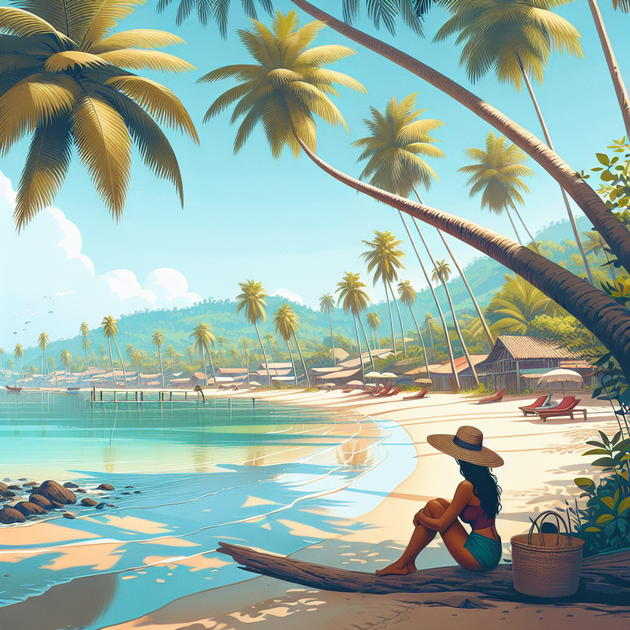 Redes à beira-mar com vista para o pôr do sol em Iriri