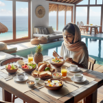 Café da manhã com brisa do mar em pousada de Guriri