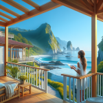 Pousada silenciosa com varanda de frente para o mar em Ubu