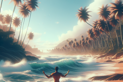 Areia branca e mar calmo no canto isolado de Itaúnas