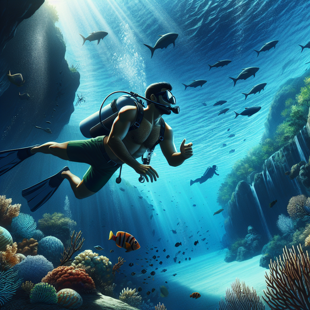 Mergulho em mar transparente em enseada pouco conhecida de Piúma